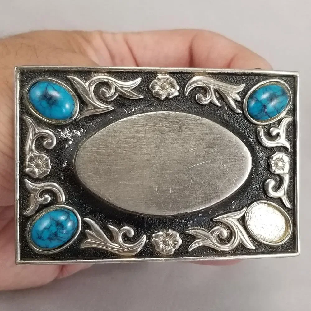 Vintage Belt Buckle Women's Western Filigree Blue‎ Turquoise Small Pieces